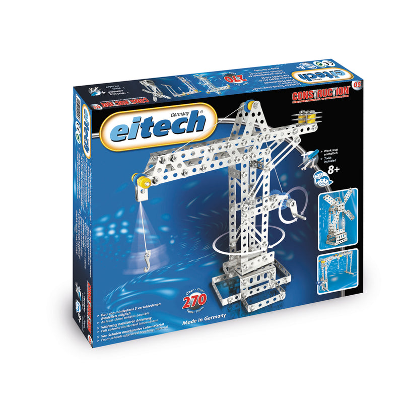 Eitech Steel Crane, Windmill, and Lift Construction Set for Kids STEM Learning