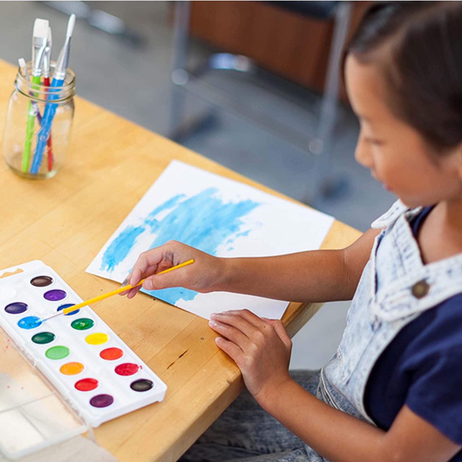 Crayola Washable Watercolor Paint Assorted Art Set w/ Paintbrush, 16 Count(Used) - VMInnovations