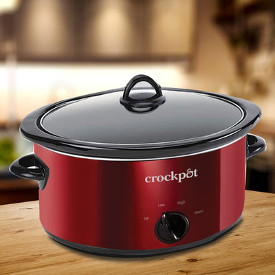 Crock-Pot 7 Quart Capacity Food Slow Cooker Home Cooking Appliance, Red (Used) - VMInnovations