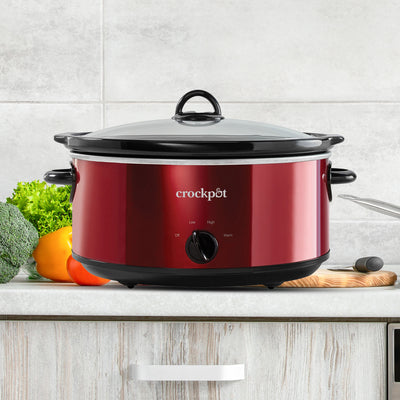 Crock-Pot 7 Quart Capacity Food Slow Cooker Home Cooking Appliance, Red (Used) - VMInnovations
