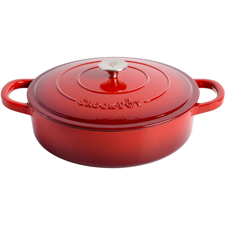 Crock-Pot 5 Qt Enamel Cast Iron Covered Dutch Oven Cooker, Scarlet Red(Open Box)
