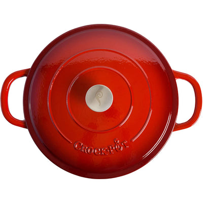 Crock-Pot 5 Qt Enamel Cast Iron Covered Dutch Oven Cooker, Scarlet Red(Open Box) - VMInnovations