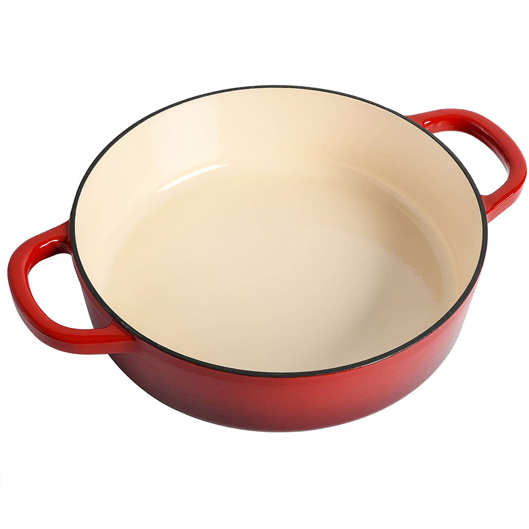 Crock-Pot 5 Qt Enamel Cast Iron Covered Dutch Oven Cooker, Scarlet Red(Open Box)
