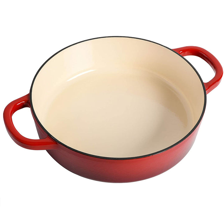 Crock-Pot 5 Qt Enamel Cast Iron Covered Dutch Oven Cooker, Scarlet Red(Open Box)