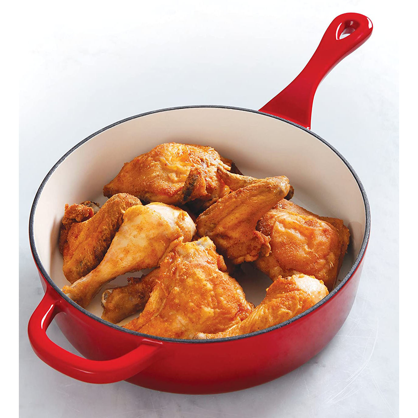 Crock-Pot Artisan 3.5 Qt Deep Enameled Cast Iron Saute Pan w/Lid, Red (Open Box)
