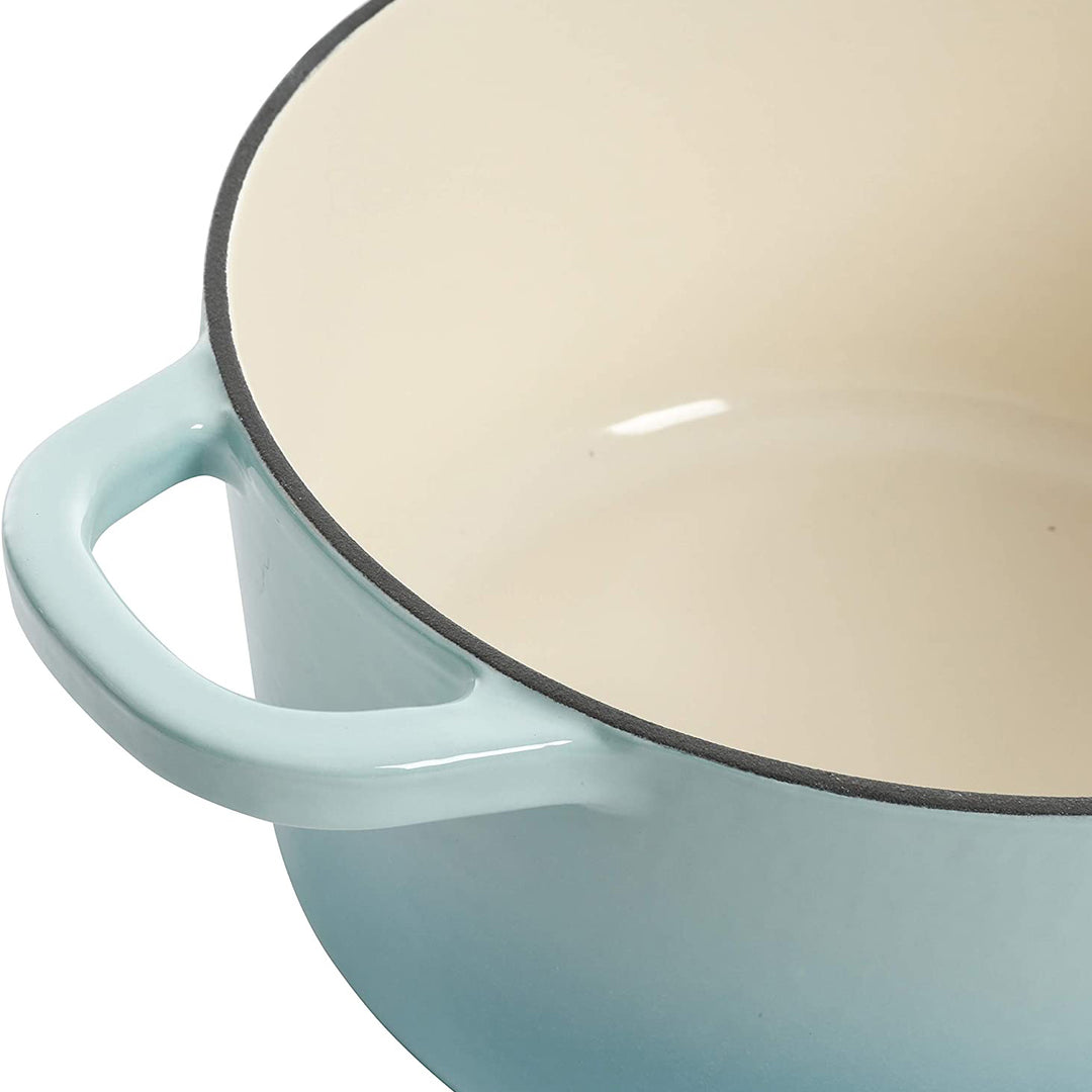 Crock-Pot 3 Quart Round Enamel Cast Iron Covered Dutch Oven Cooker, Aqua Blue - VMInnovations