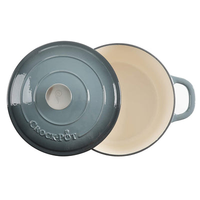 Crock-Pot 7 Qt Dutch Oven, Gray, with 22 Oz Stoneware Soup Bowls, Gray (2-Pack) - VMInnovations