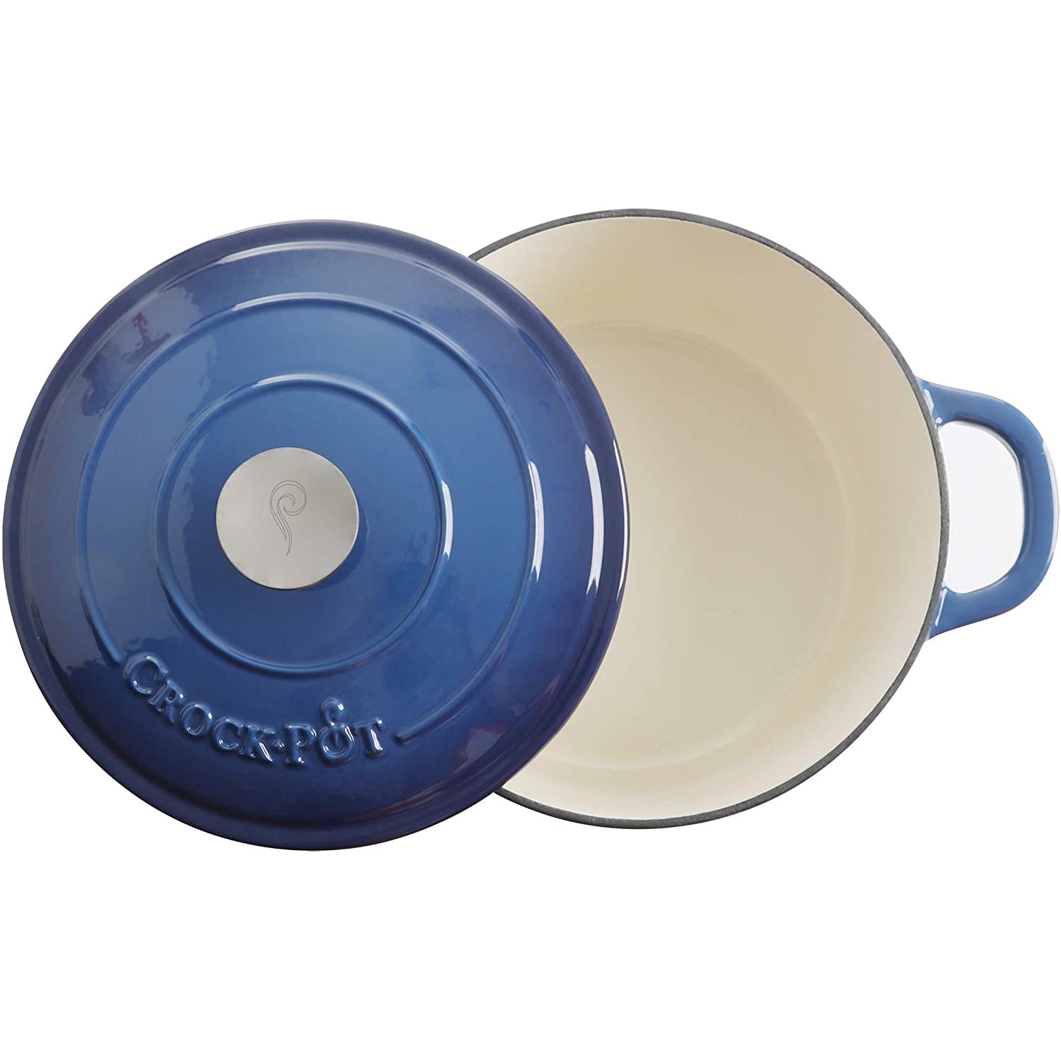 Crock-Pot 5 Quart Enamel Cast Iron Dutch Oven Food Cooker, Blue (Open Box) - VMInnovations