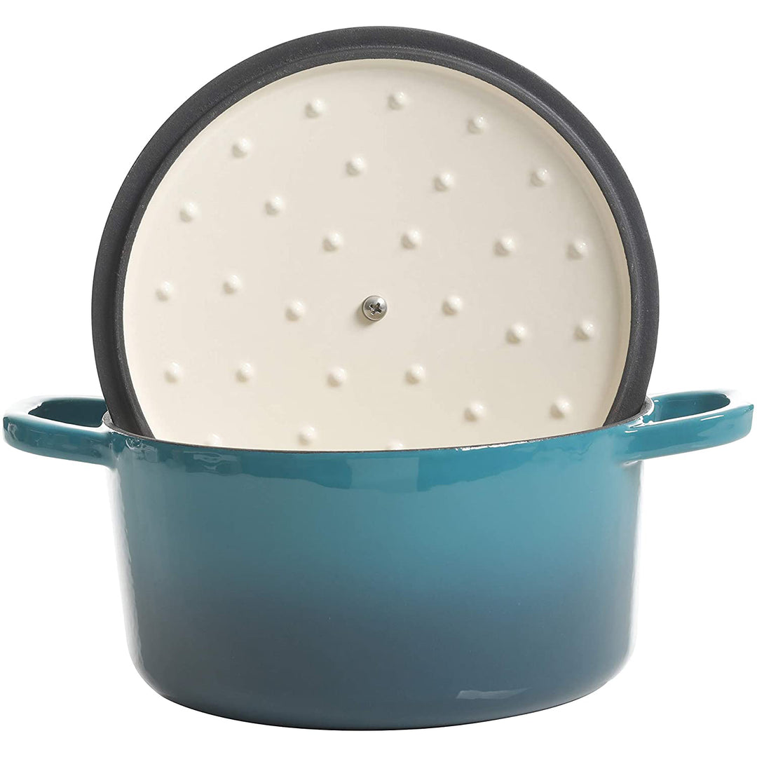 Crock-Pot 3 Quart Round Enamel Cast Iron Dutch Oven Cooker, Teal Ombre(Open Box)