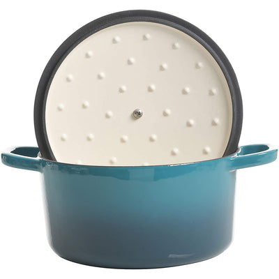 Crock-Pot 3 Quart Round Enamel Cast Iron Dutch Oven Cooker, Teal Ombre(Open Box) - VMInnovations
