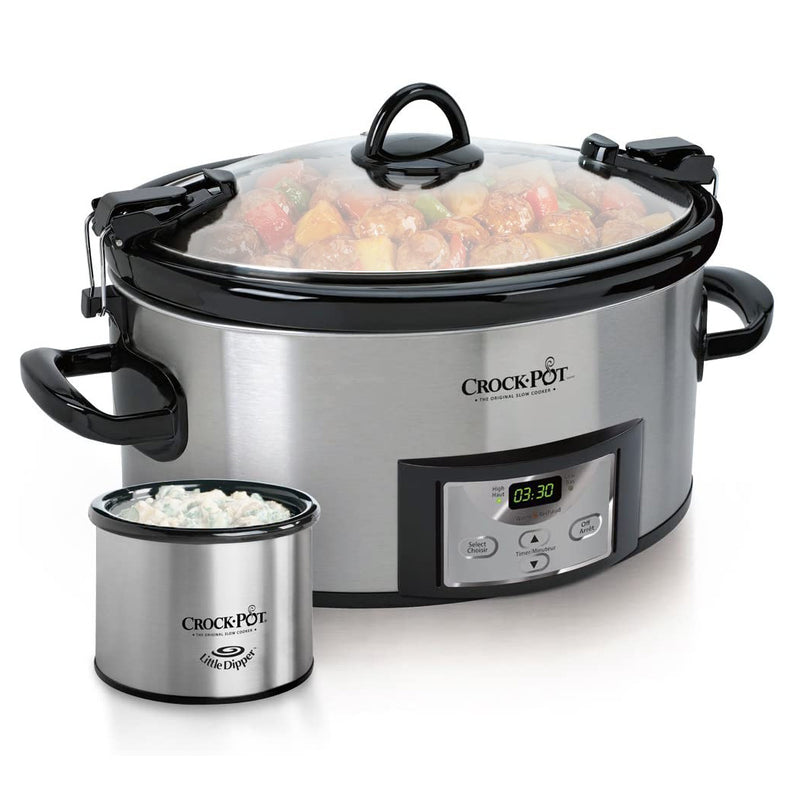 Crock-Pot Large 6 Qt Metallic Slow Cooker w/Single Warmer and Lid (Open Box)