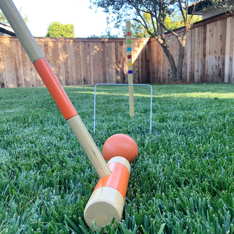GoSports Standard 6 Person Lawn Kid and Adult Croquet Game Set (Open Box)