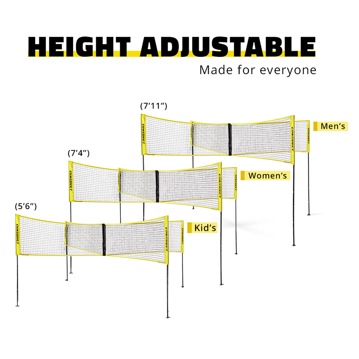 CROSSNET Four Square Volleyball Net and Game Set with Indoor 4 Pack Base Set