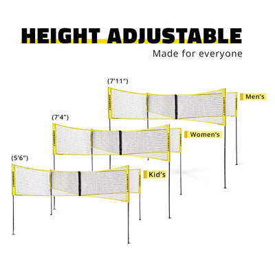 CROSSNET Four Square Volleyball Net and Game Set with Indoor 4 Pack Base Set