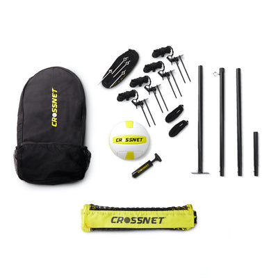 CROSSNET Four Square Volleyball Net and Game Set with Indoor 4 Pack Base Set