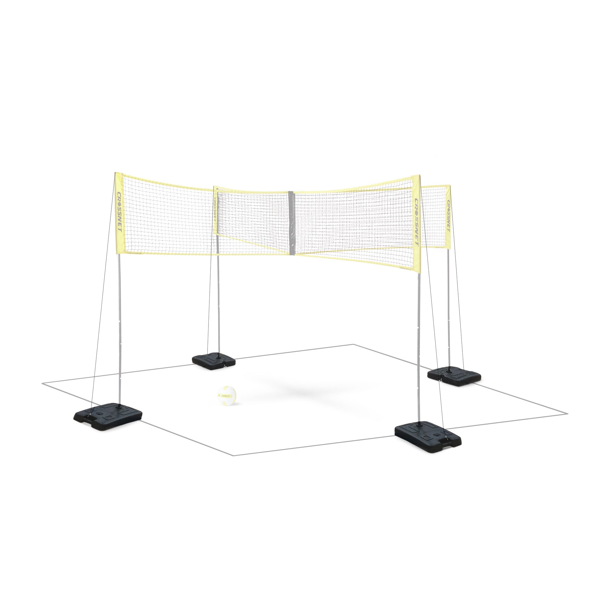 CROSSNET Indoor Base Set for Four Square Volleyball Game Play, 4 Pack (Used)