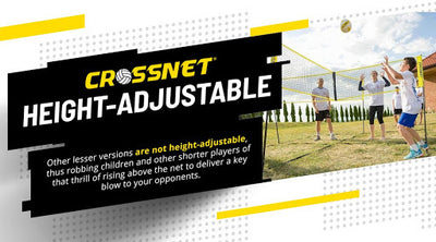 CROSSNET Four Square Volleyball Net and Game Set with Indoor 4 Pack Base Set