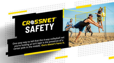 CROSSNET Four Square Volleyball Net and Game Set with Indoor 4 Pack Base Set