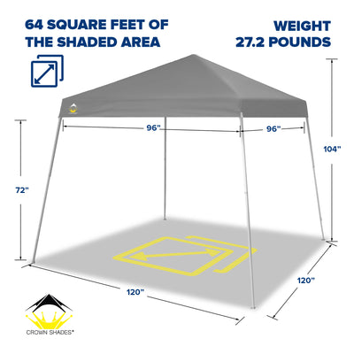 Crown Shades 10' x 10' Base 8' x 8' Top Instant Pop Up Canopy w/Carry Bag, Gray - VMInnovations