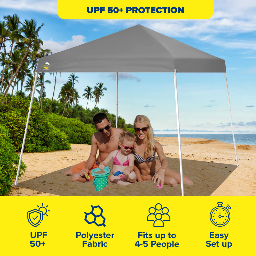 Crown Shades 10' x 10' Base 8' x 8' Top Instant Pop Up Canopy w/Carry Bag, Gray
