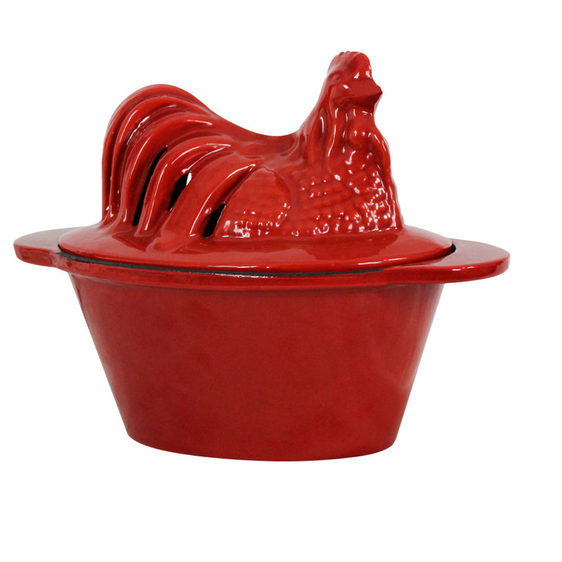 US Stove 1 Qt Enamel Cast Iron Wood Stove Steamer Humidifier, Red Chicken (Used)