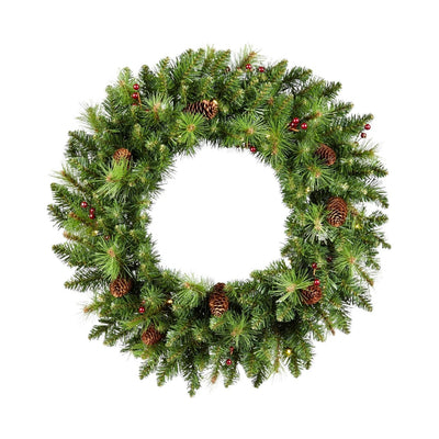 NOMA Carolina 24 Inch Pre Lit LED Indoor Outdoor Classic Pine Christmas Wreath