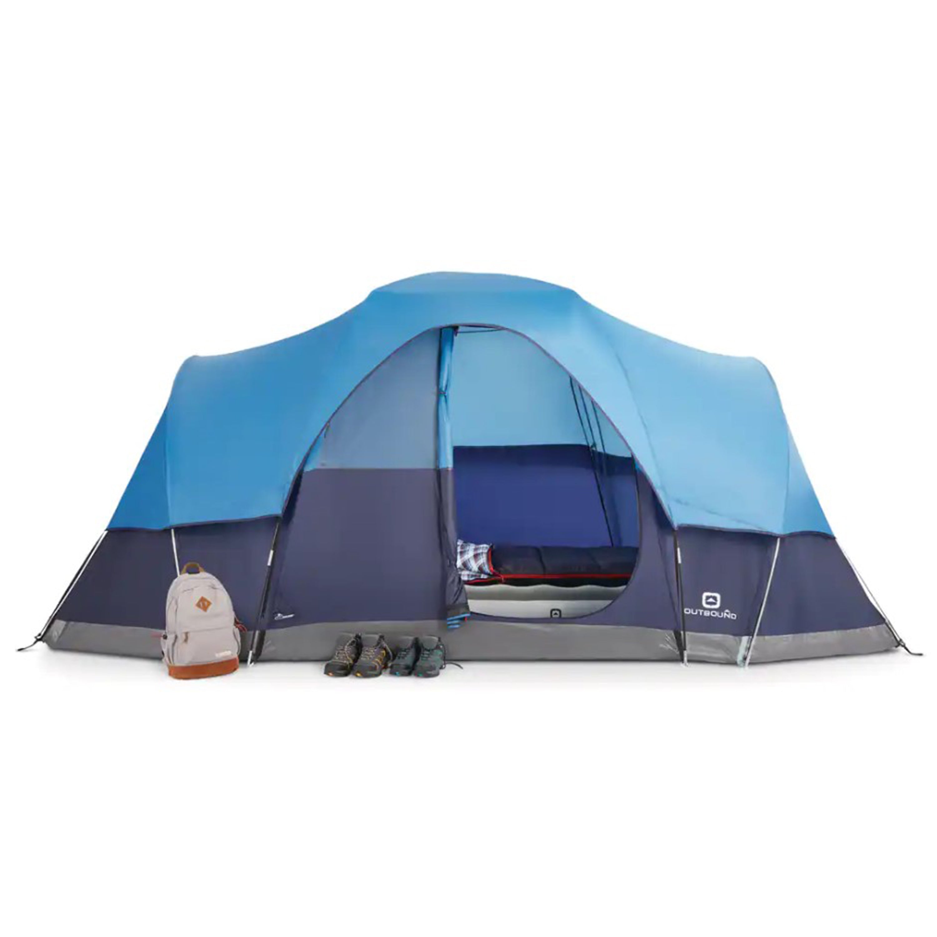 Outbound 8 Person 3 Season Easy Up Camping Dome Tent w/Mesh Wall & Rainfly(Used) - VMInnovations