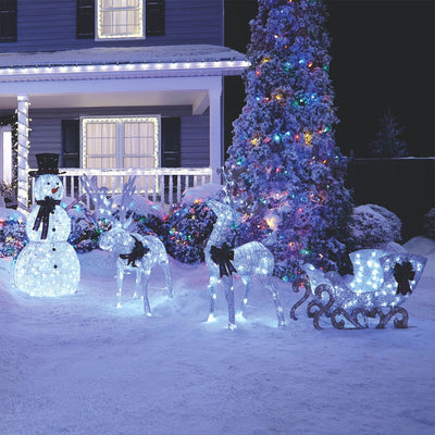 NOMA Reindeer and Sleigh Christmas Display Pre-Lit LED Outdoor Lawn Decoration - VMInnovations