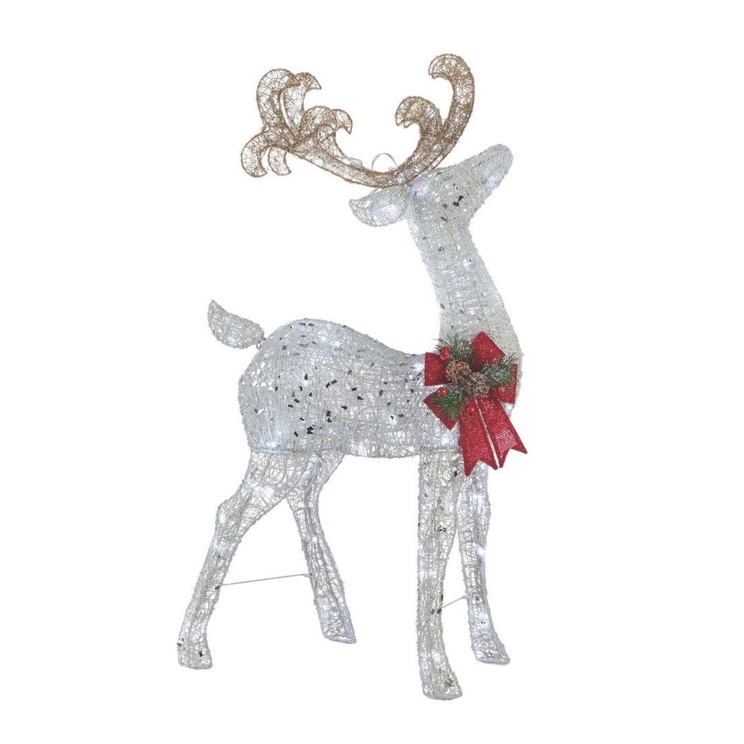 NOMA Pre Lit White LED Reindeer and Sleigh Holiday Lawn Decoration Set(Open Box)