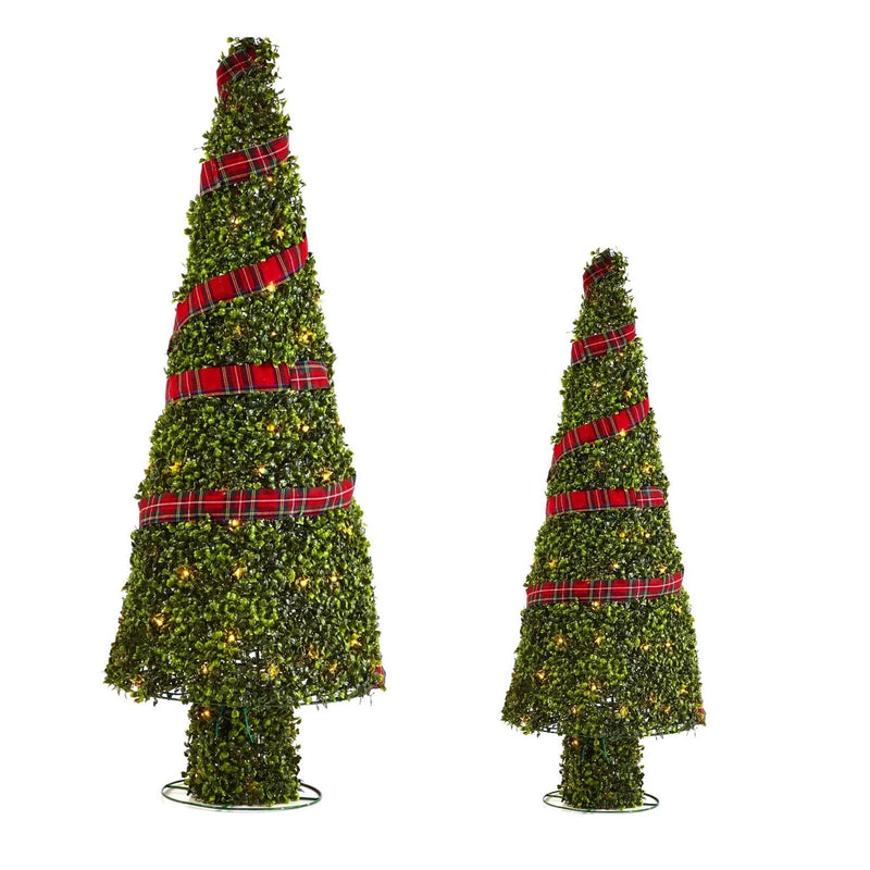 NOMA Pre Lit Incandescent Light Up Winter Garden Cone Trees Outdoor Decorations