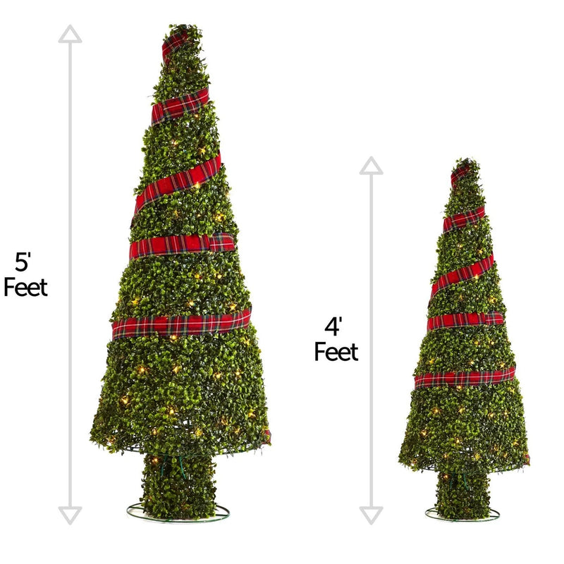 NOMA Pre Lit Incandescent Light Up Winter Garden Cone Trees Decorations (Used)