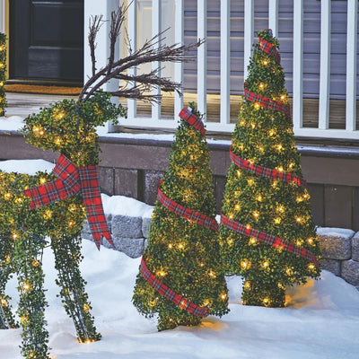 NOMA Pre Lit Incandescent Light Up Winter Garden Cone Trees Decorations (Used) - VMInnovations