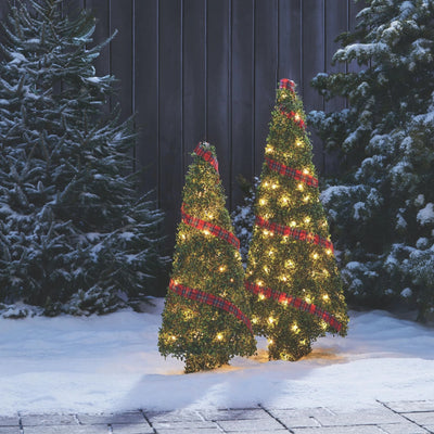 NOMA Pre Lit Incandescent Light Up Winter Garden Cone Trees Decorations (Used)