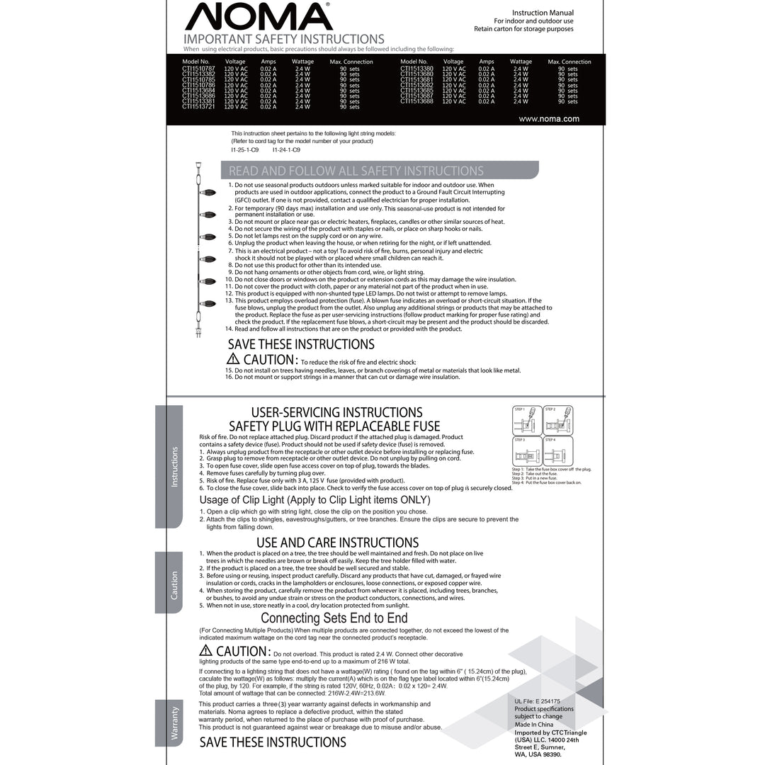 Noma Quick Clip 66.8' C9 LED String Lights, 100 Warm White Bulbs (Open Box)