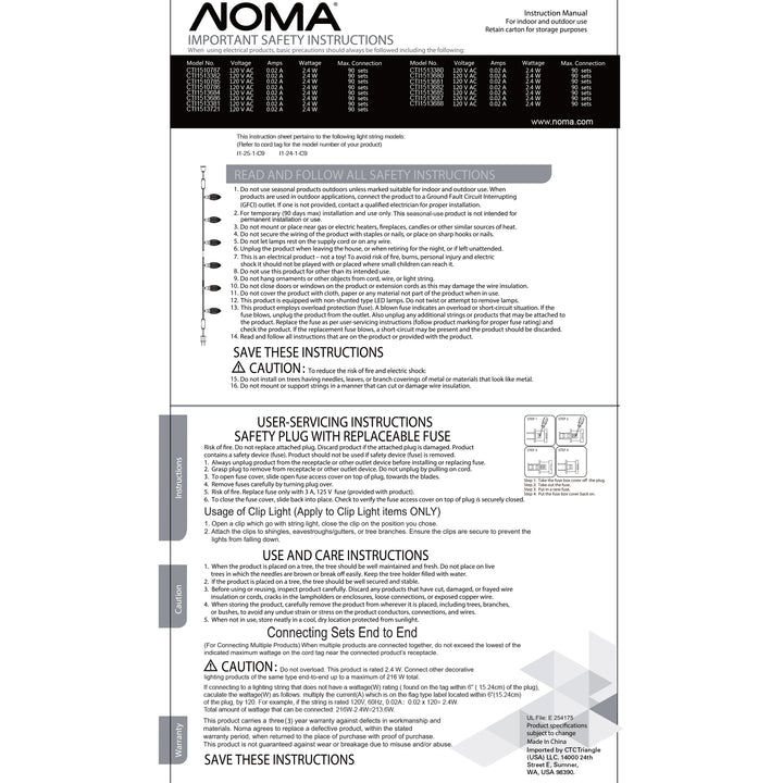 Noma Quick Clip C9 LED Lights, 66.8', 100 Warm White Bulbs (Used)