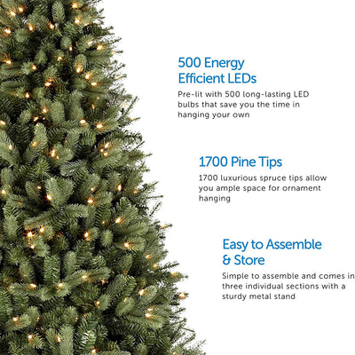 NOMA 7.5 Ft Winston Spruce Artificial Prelit Warm White LED Light Christmas Tree