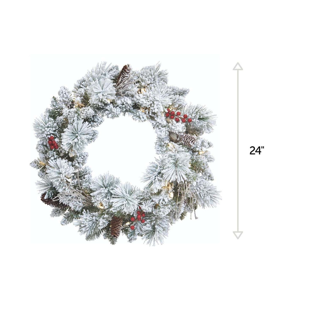 NOMA Snow Dusted 24" Pre-Lit Battery Operated Artificial Wreath (Open Box)