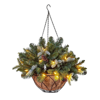 NOMA 24 Inch Evergreen Prelit Vienna Hanging Basket Holiday Decor (Open Box)