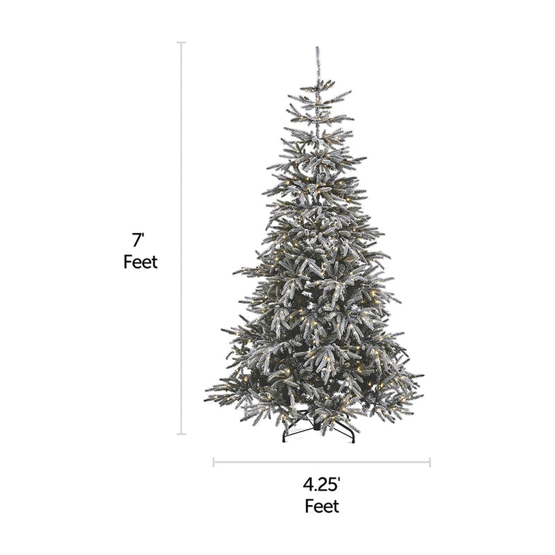 NOMA 7-Ft Artificial Snow Dusted Alpine White LED Pre-Lit Holiday Christmas Tree