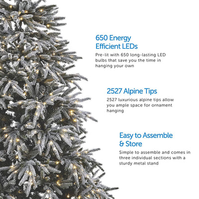 NOMA 7-Ft Snow Dusted Alpine White LED Pre-Lit Holiday Christmas Tree (Open Box)
