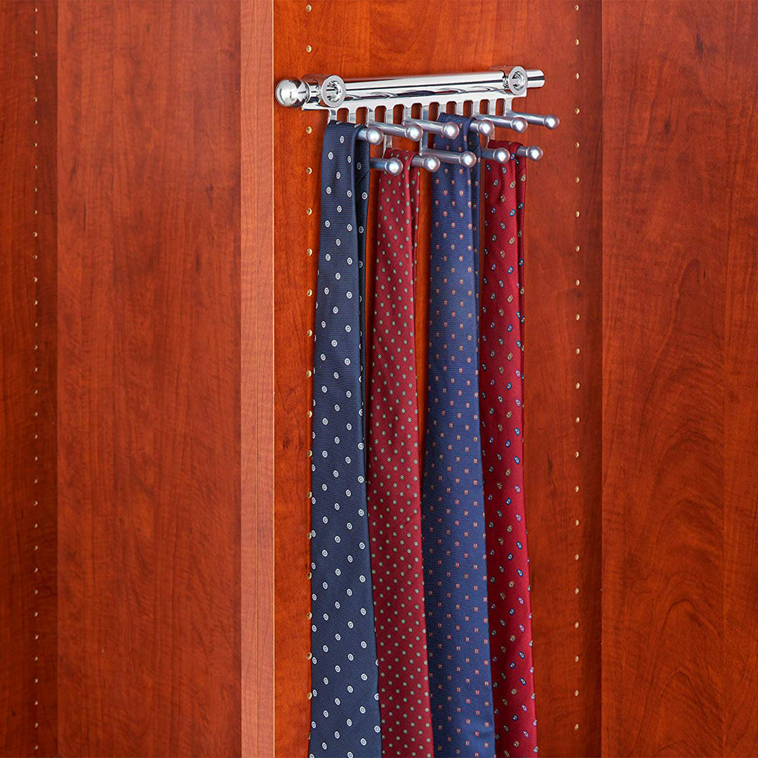 Rev-A-Shelf 12" Pull Out Tie/Scarf Closet Organizer Rack, Chrome, CRT-12-CR