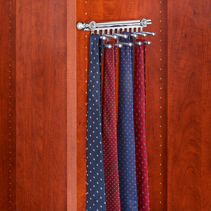 Rev-A-Shelf 12" Pull Out Tie/Scarf Closet Organizer Rack, Chrome, CRT-12-CR