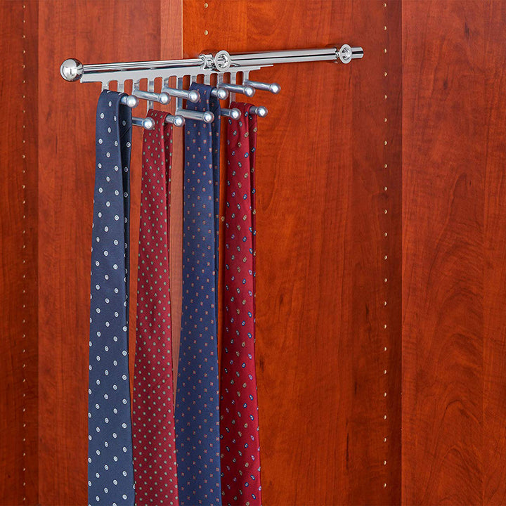 Rev-A-Shelf 12" Pull Out Tie/Scarf Closet Organizer Rack, Chrome, CRT-12-CR