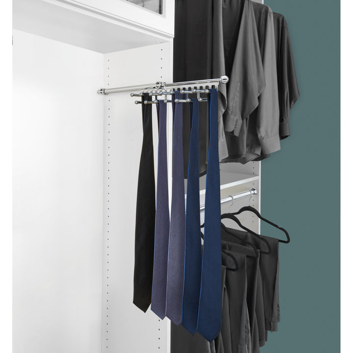 Rev-A-Shelf CTR-14-CR 13.88 In Pull Out Tie/Scarf Closet Organizer Rack, Chrome - VMInnovations