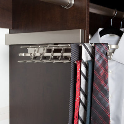 Rev-A-Shelf Sidelines CTRSL-14-SN-1 14" Pull-Out Deluxe Tie Rack, Satin Nickel