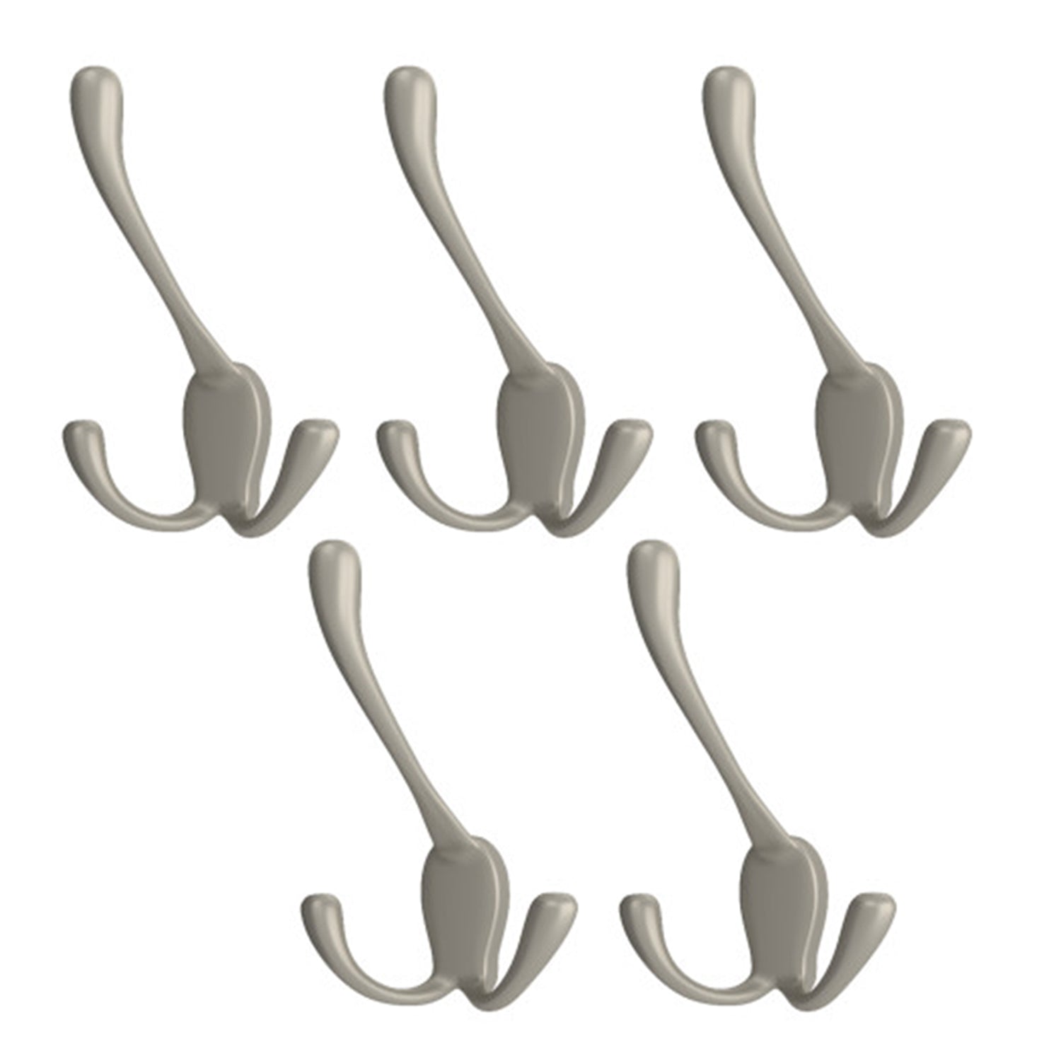 Rev-A-Shelf Sidelines CTWSL-HK-SN-5 3 Way Decorative Wall Hook, Nickel (5 Pack)