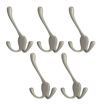 Rev-A-Shelf Sidelines CTWSL-HK-SN-5 3 Way Decorative Wall Hook, Nickel (5 Pack)