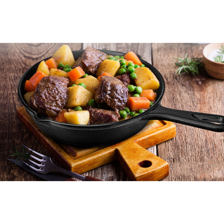 Cuisinel 8 & 10 Inch Pre Seasoned Cast Iron Skillet w/ Handle Cover (Open Box) - VMInnovations