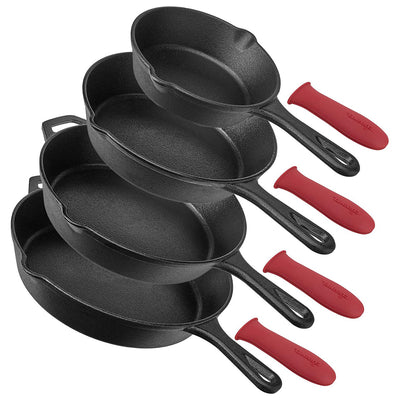 Cuisinel Versatile Pre-Seasoned Cast Iron Skillet 4 Cooking Pan Set (Open Box)