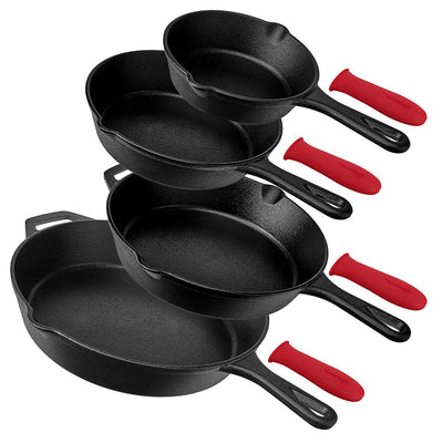 Cuisinel Versatile Pre-Seasoned Cast Iron Skillet 4 Cooking Pan Set (Open Box)